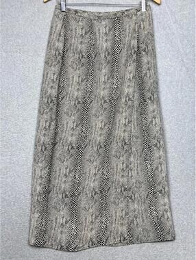 Vintage Jessicalauren Womens Silk Midi Skirt M Snake Print Sheer Mob Wife 80s